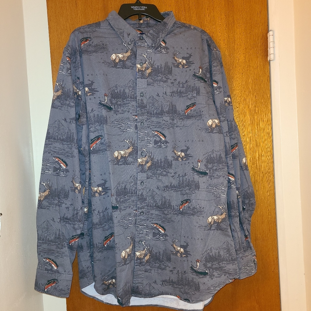 Fishing hunting long sleeve button up shirt
